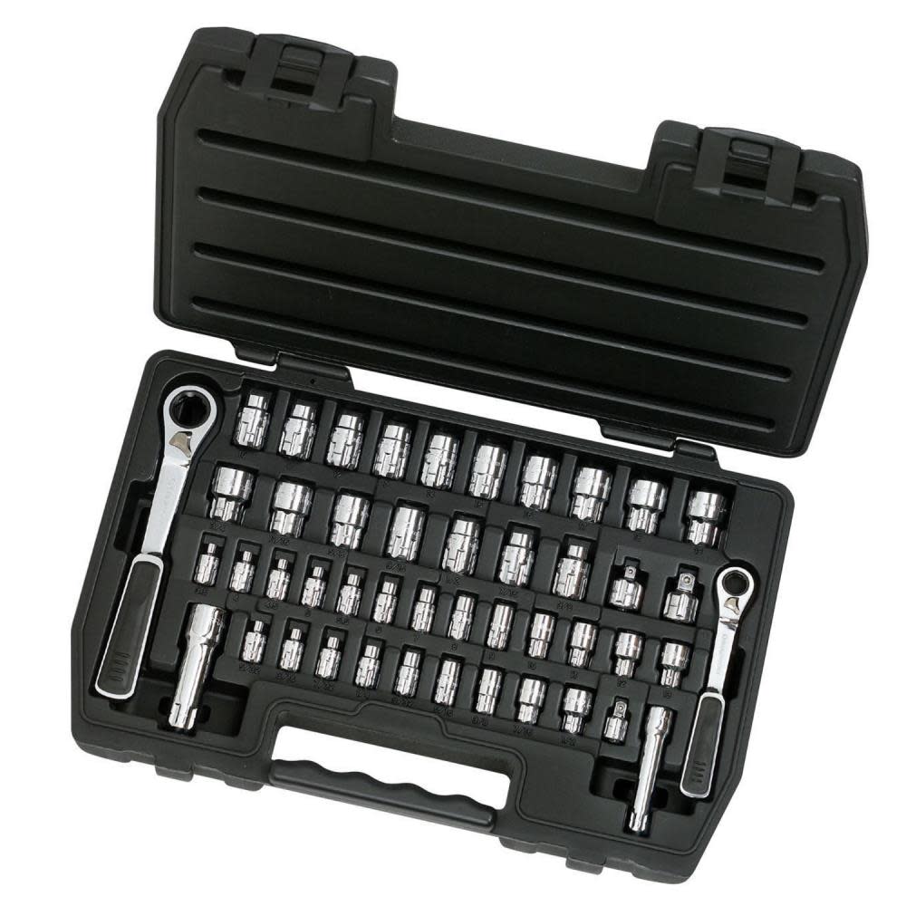 46pc Ratchet & Socket Set Metric 1/4" Drive Wrench Repair Mechanics Tool w/Case 
