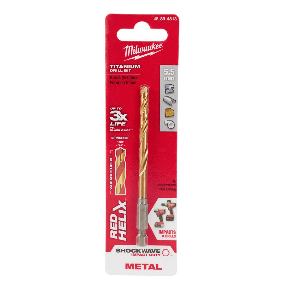 Milwaukee 5.5mm Metric Titanium SHOCKWAVE Red Helix Bit