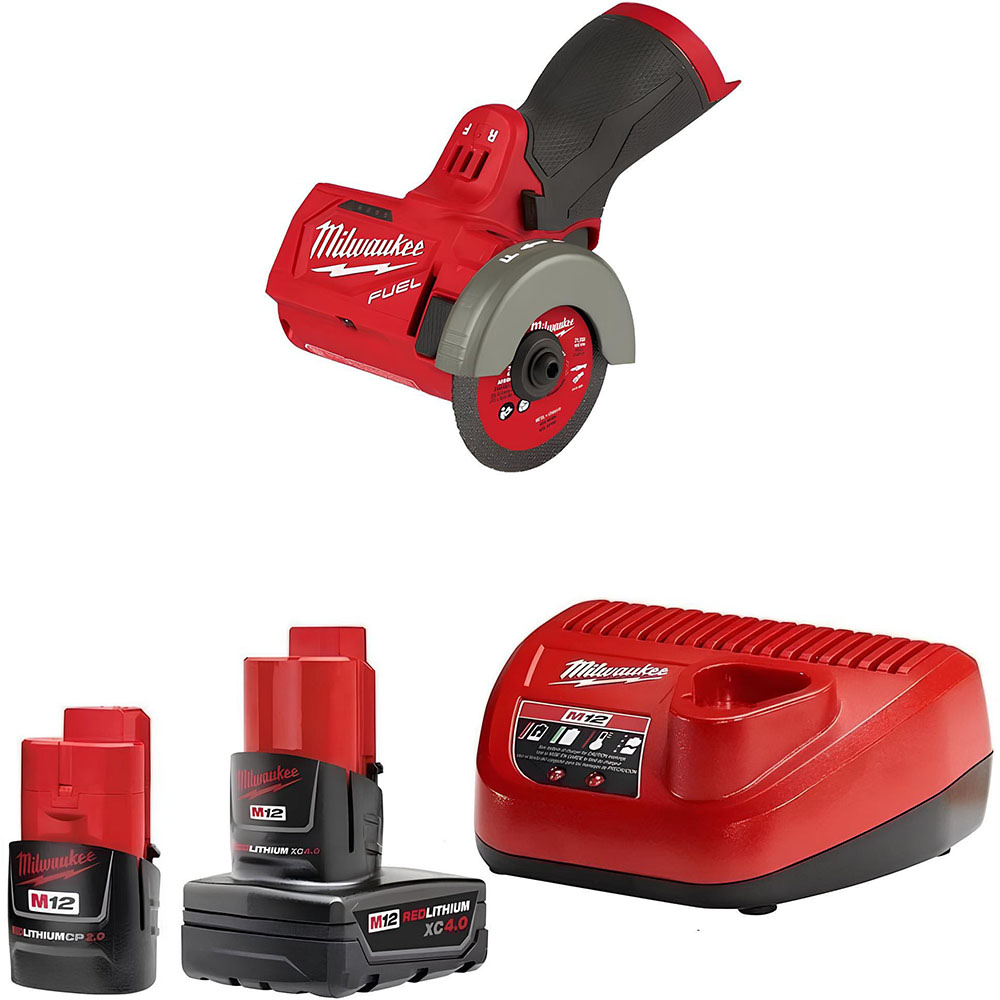 Milwaukee M12 3 Inch Compact Cut Off Tool with CP 2Ah & XC 4Ah Kit ...