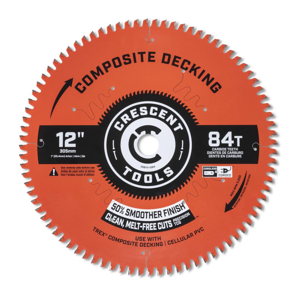 

Crescent Circular Saw Blade 12" x 84 Tooth Composite Decking