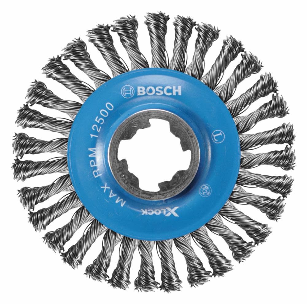 

4-1/2 In. Wheel Dia. X-LOCK Arbor Carbon Steel Stringer Bead Knotted Wire Wheel