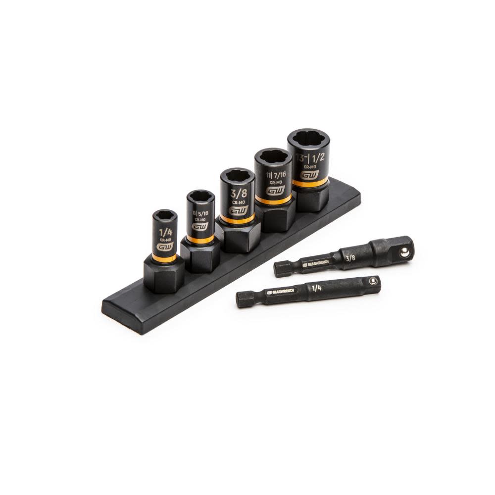 

GEARWRENCH 7 Piece 1/4" & 3/8" Drive SAE Bolt Biter Impact Extraction Socket Set