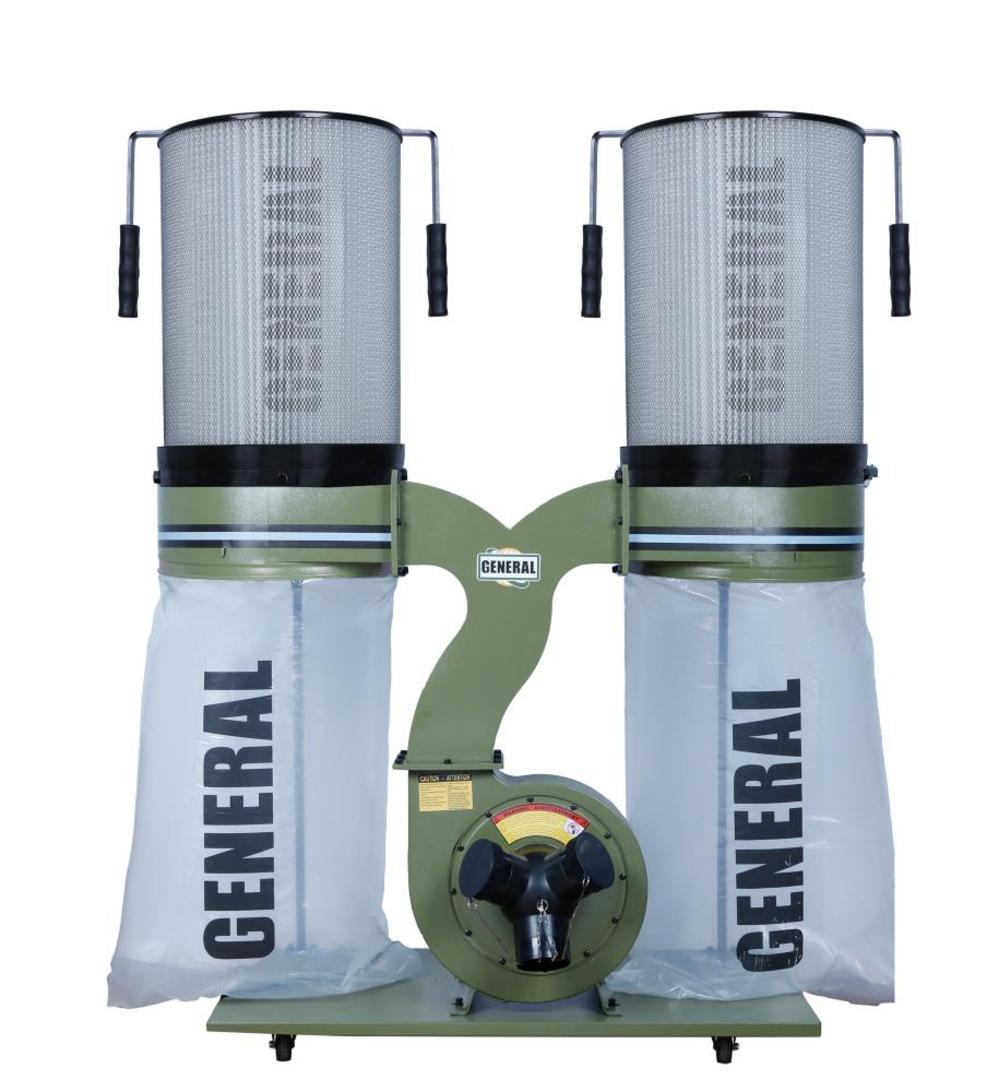 

General International 3HP 15 Amp Industrial Dust Collector with 2 Micron Bag (120V 1Phase)