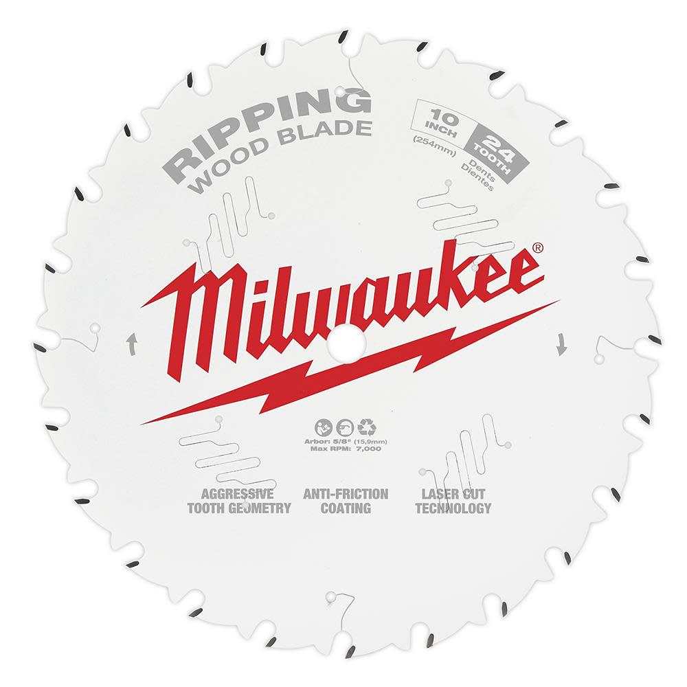 Milwaukee 10 Inch 24T Ripping Circular Saw Blade