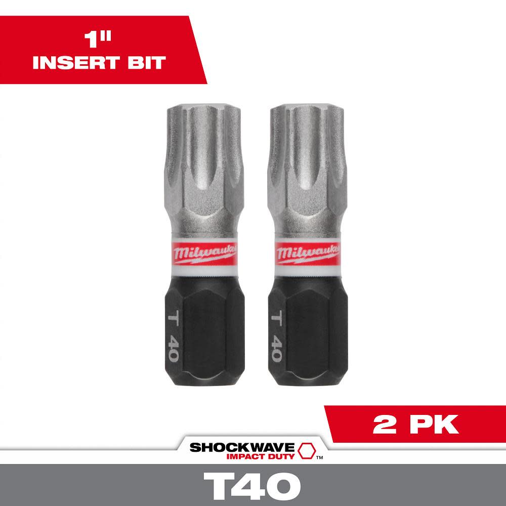 Milwaukee SHOCKWAVE Impact Duty 1" T40 INSERT BIT 2Pk