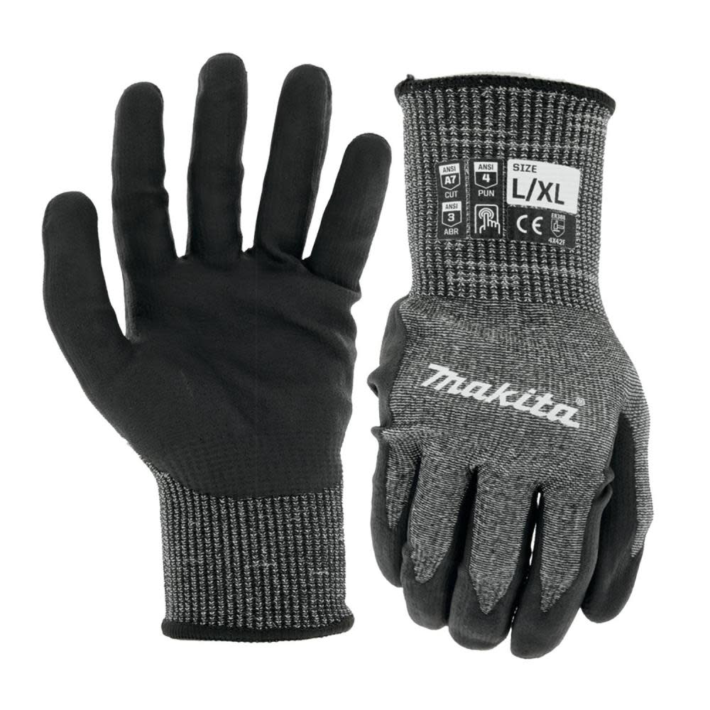 

Makita Advanced FitKnit Gloves Cut Level 7 Nitrile Coated Dipped L/XL