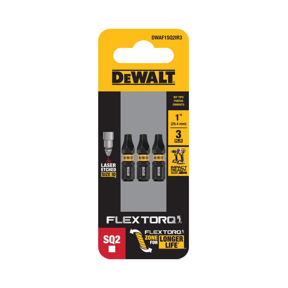 DEWALT 1In Square #2 Flextorq 3 Pack DWAF1SQ2IR3 - Acme Tools