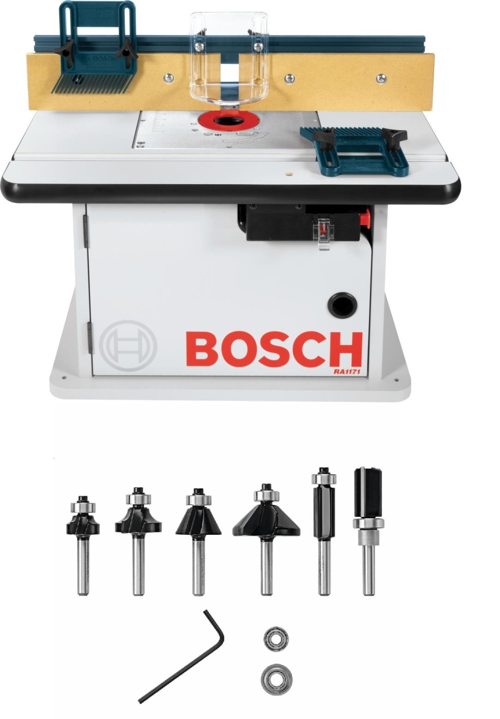 Bosch Benchtop Router Table with Trim & Edging Router Bit Set 6pc