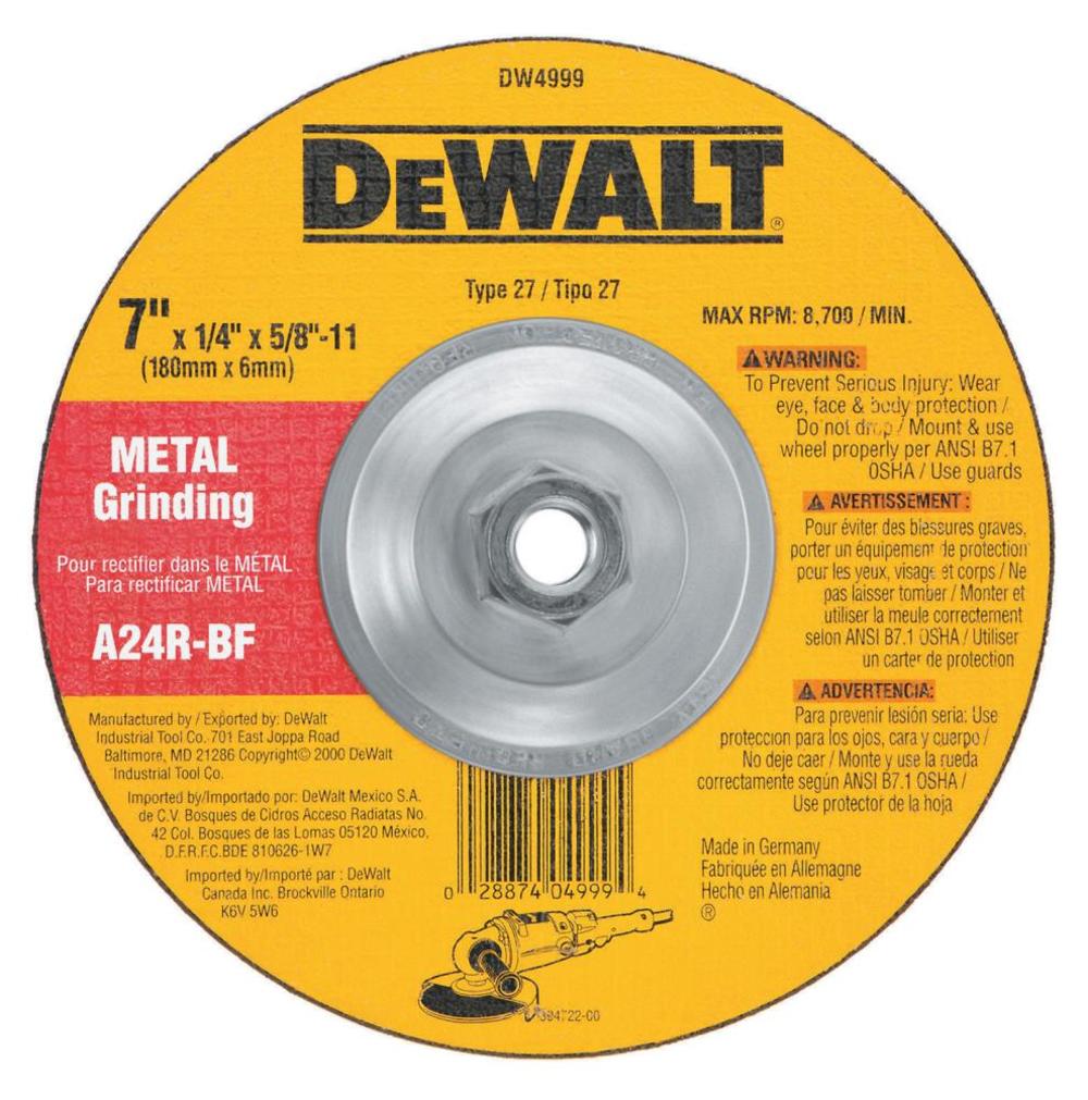 

DEWALT 7 x 1/4 x 5/8-in to 11Depressed Center Metal Grinding Wheel