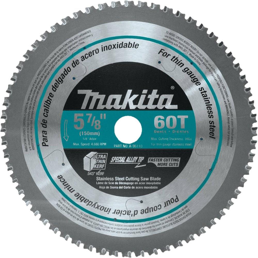 

Makita 5-7/8 in. 60T Carbide-Tipped Stainless Steel Saw Blade