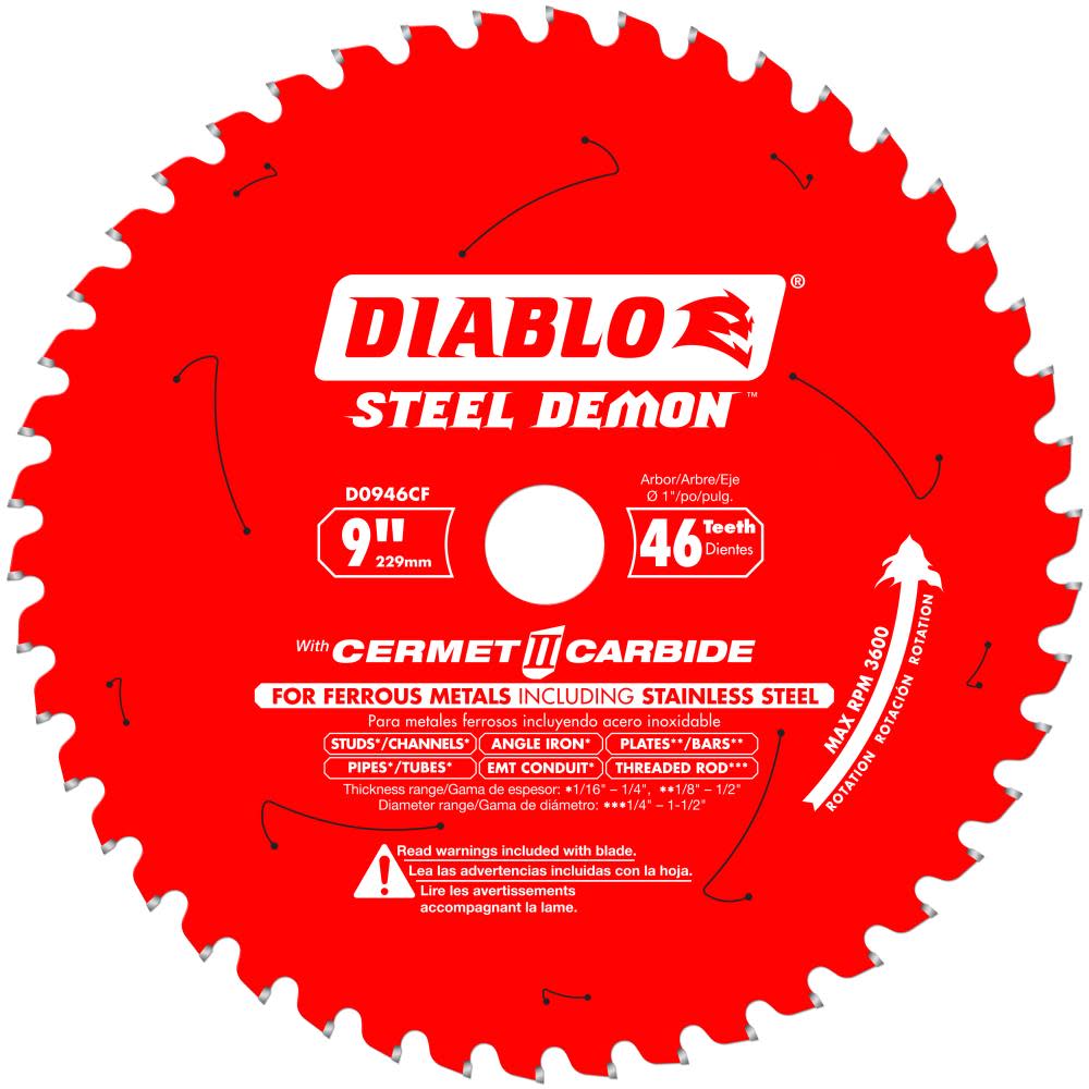 

Diablo Tools 9 in x 46 Tooth Steel Demon Cermet Metal and Stainless Steel Cutting Saw Blade
