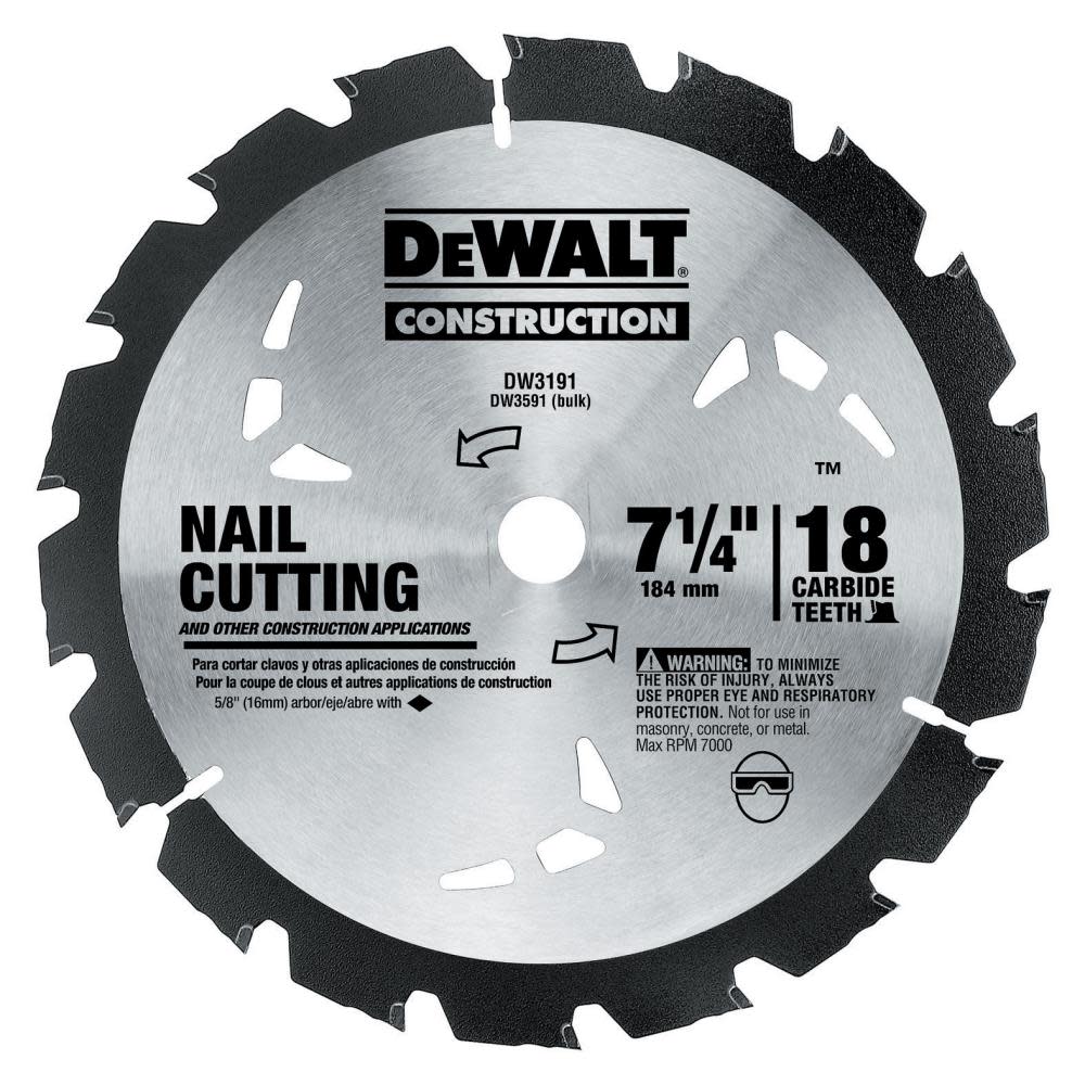 

DEWALT Series 20 7-1/4 in. 18T Nail Cutting Circular Saw Blade