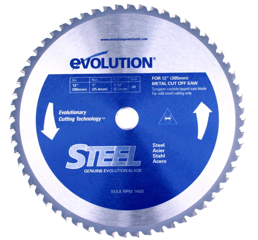 

Evolution Power Tools 12-in 60-Tooth Dry Standard Tungsten Carbide-Tipped Steel Circular Saw Blade
