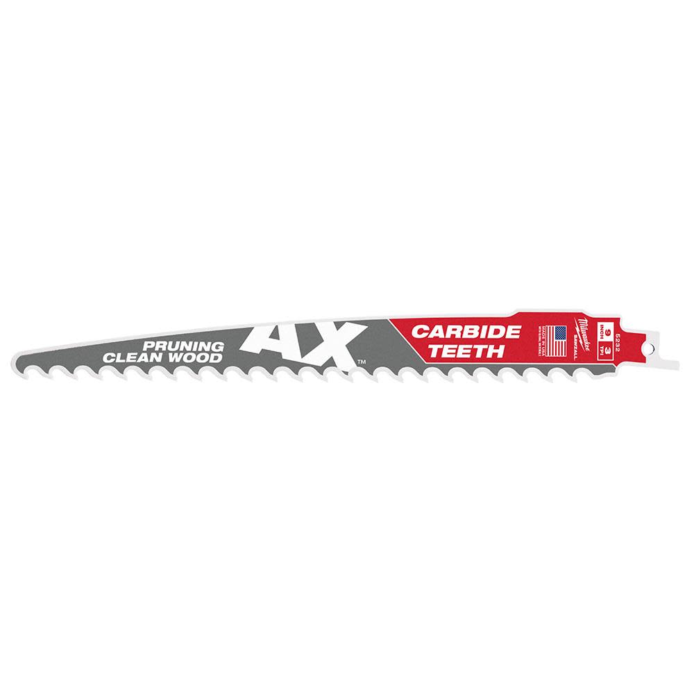 

Milwaukee 9" 3 TPI The AX with Carbide Teeth for Pruning & Clean Wood SAWZALL Blade 1PK