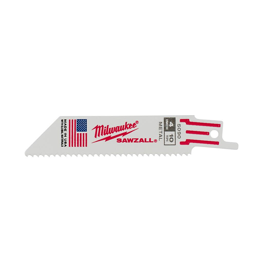 Milwaukee 4 in. 10 TPI Thin Kerf SAWZALL Blades 5PK