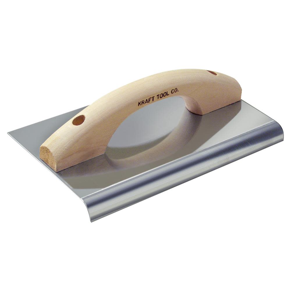 

Kraft Tool Co 10 In. x 6 In. 1/2 In. R Stainless Steel Edger with Wood Float Handle
