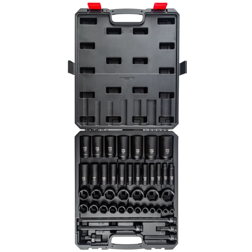 Sunex 1/2 Inch Drive Sae 6 Point Standard & Deep 43 Piece Master
