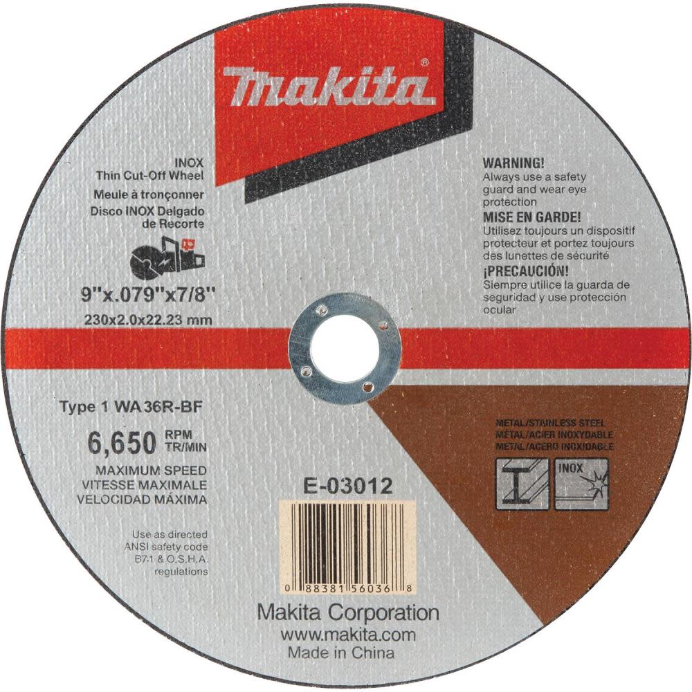 

Makita 9" x .079" x 7/8" INOX Thin Cut-Off Wheel 36 Grit