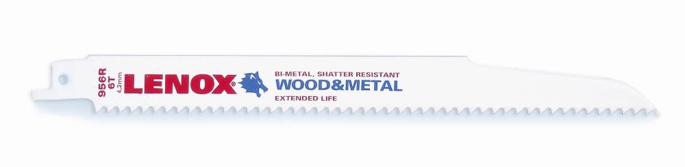 

Lenox 9 In. x 3/4 In. x 0.050 In. 6 TPI Bi-Metal Reciprocating Saw Blade