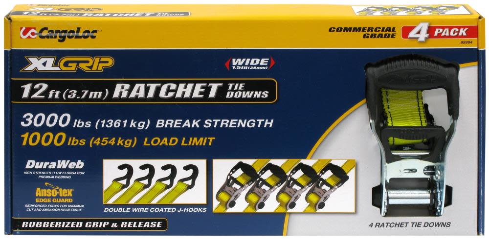 

Allied International 4 pc. 1-1/2 In. x 12 Ft. XL Grip Tie Downs
