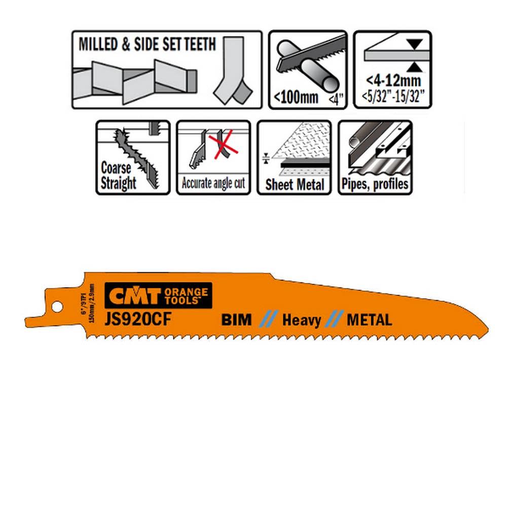 

CMT Tri-metal Reciprocating Saw Blades for Metal 5 In. 9 TPI - 5 pack