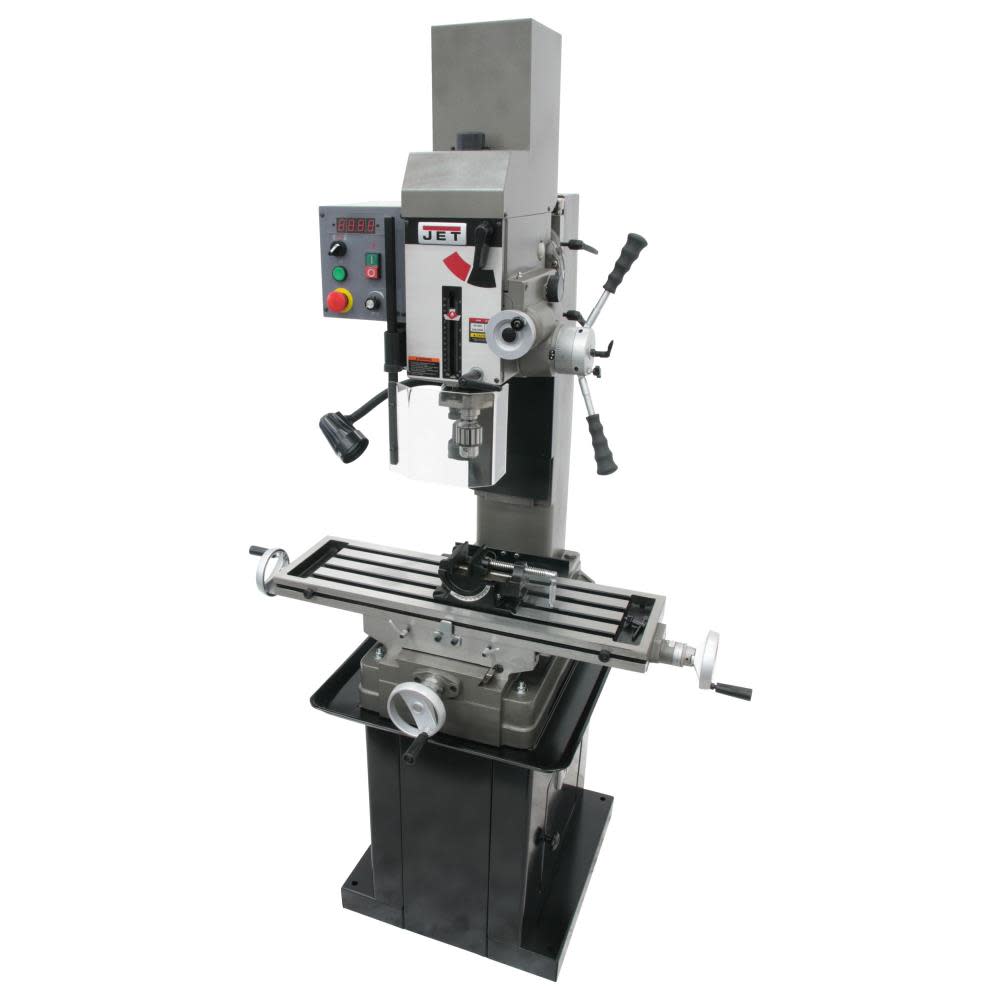 

JET Variable Speed Geared Head Square Column Mill/Drill with Power Downfeed & Newall DP500 2-Axis DRO & X-Axis Powerfeed