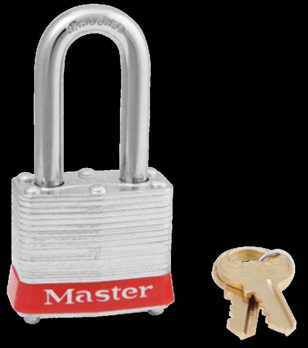 

Master Lock #3 Long Shank Padlock with Red Bumper - 3LFRED