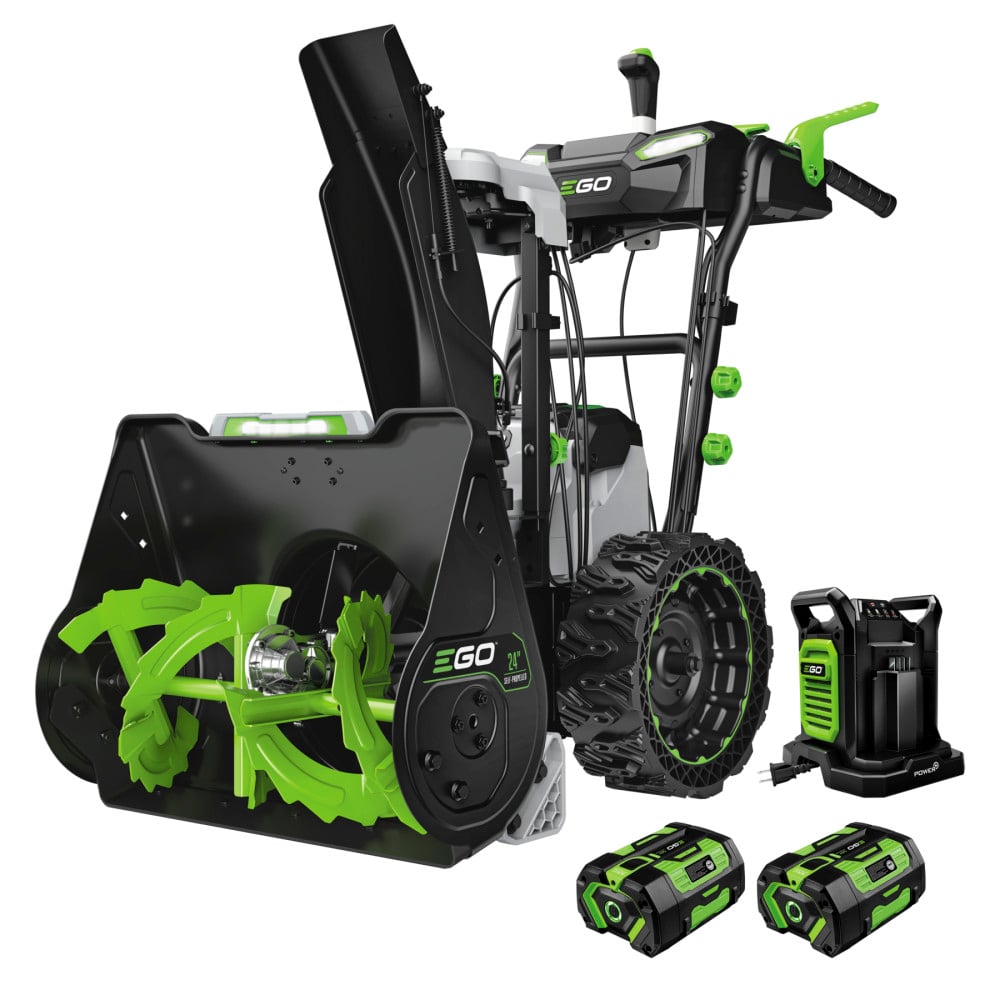 EGO POWER+ 24 Inch Two-Stage Self-Propelled Snow Blower Kit with Two 6 Ah Batteries and Dual Port Charger
