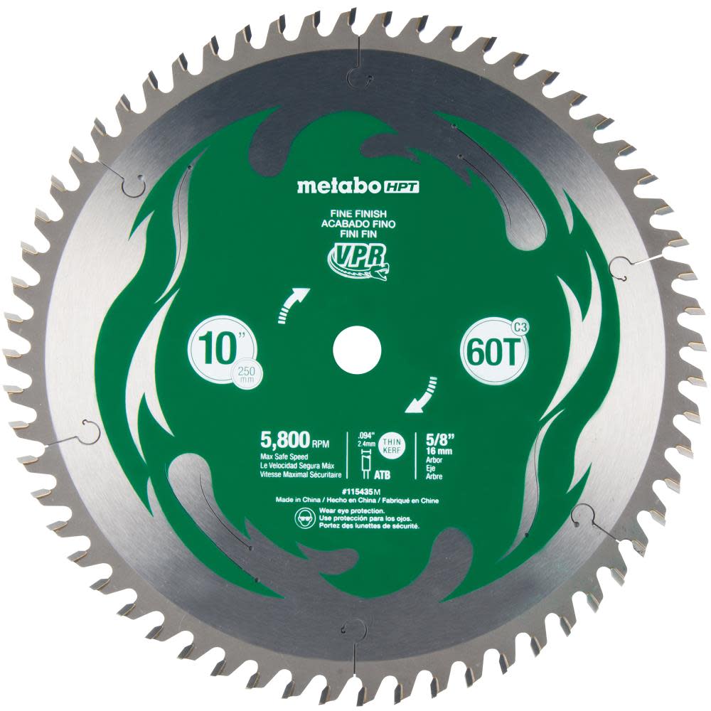 

Metabo HPT VPR 10" 60T Carbide Miter Saw Blade