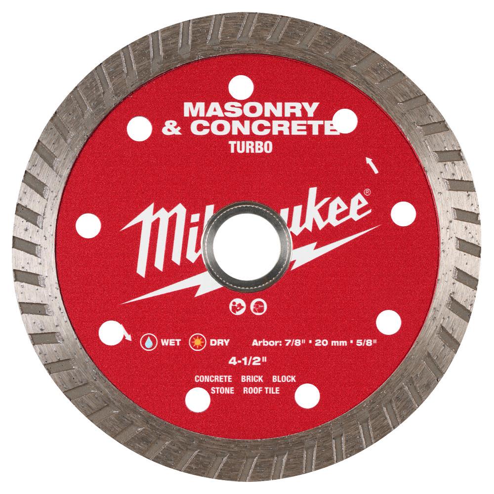 Milwaukee 4 1/2 Inch Turbo Rim Diamond Blade for Concrete and Masonry