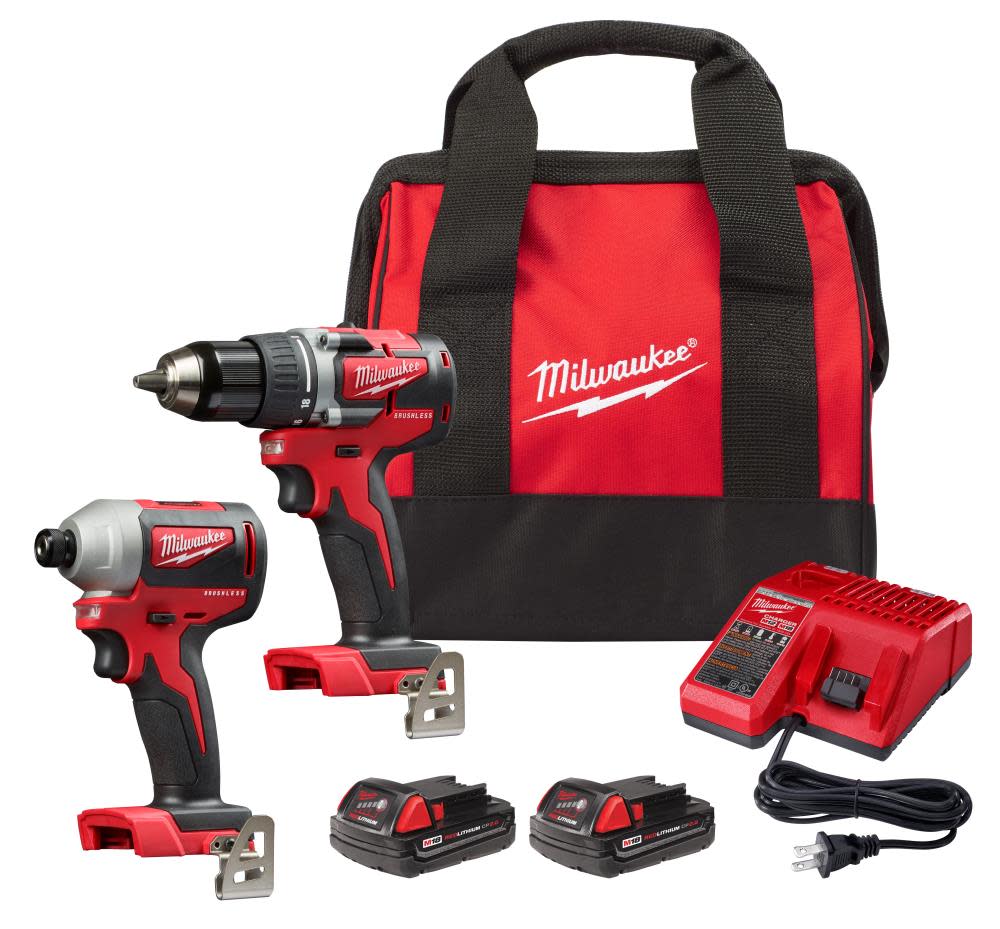 Milwaukee M18 Compact Brushless Drill Driver/Impact Driver Combo Kit - 2892-22CT - By Brand  sku 2892-22CT