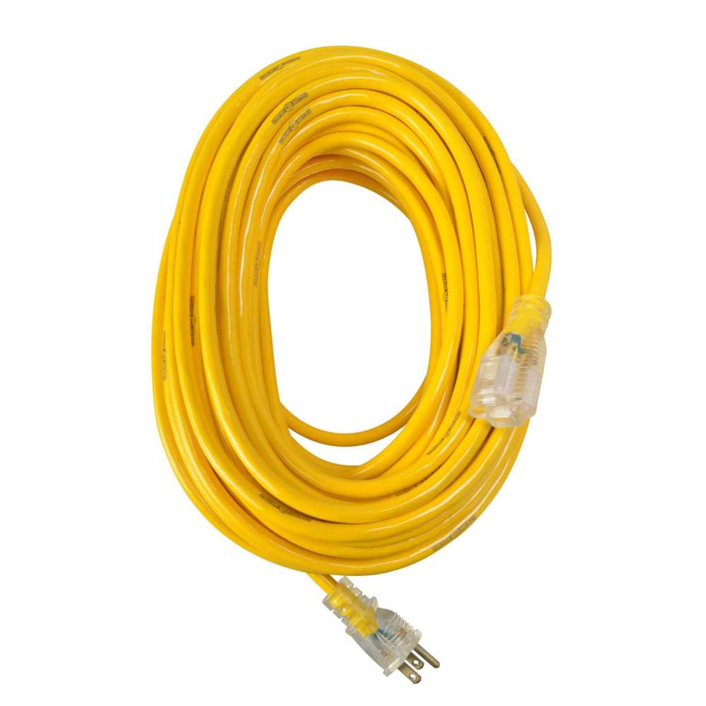 Yellow Jacket 25 Ft 12/3 SJTW Premium Outdoor Heavy-Duty Extension Cord with Power Light Plug