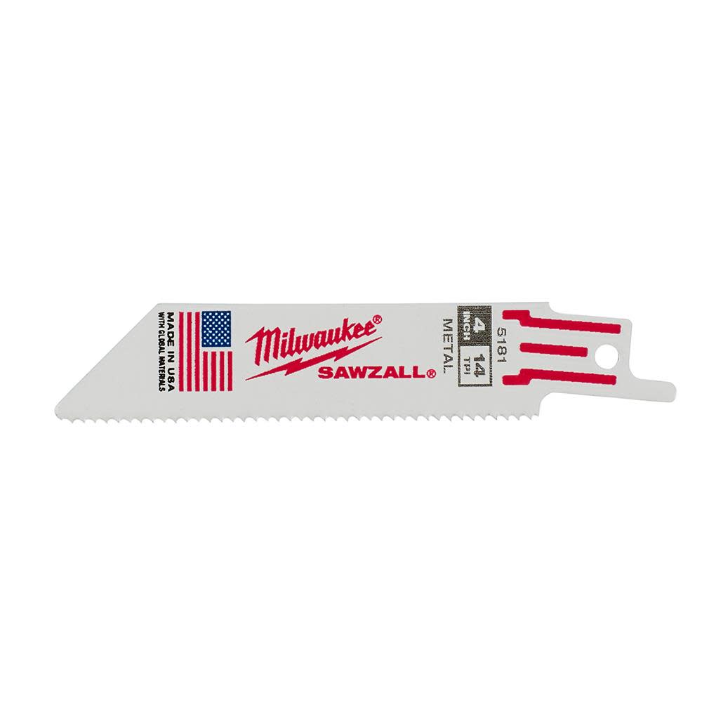 Milwaukee 4 in. 14 TPI Thin Kerf SAWZALL Blades 5PK