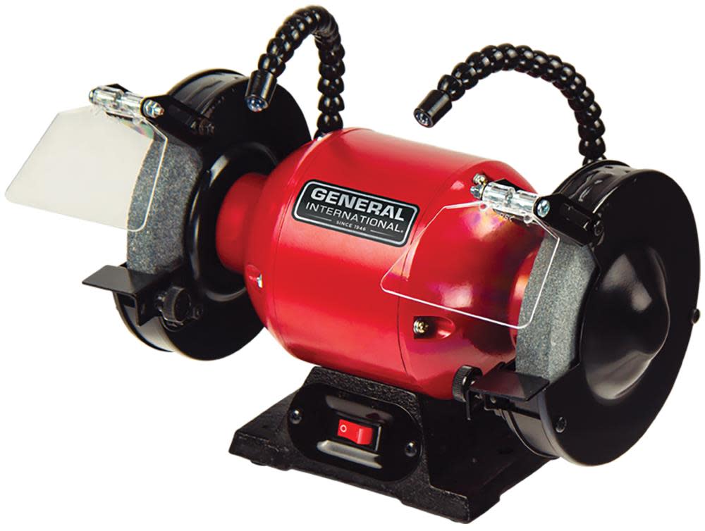 

General International Bench Grinder 6" Twin LED Lights 2 Amp