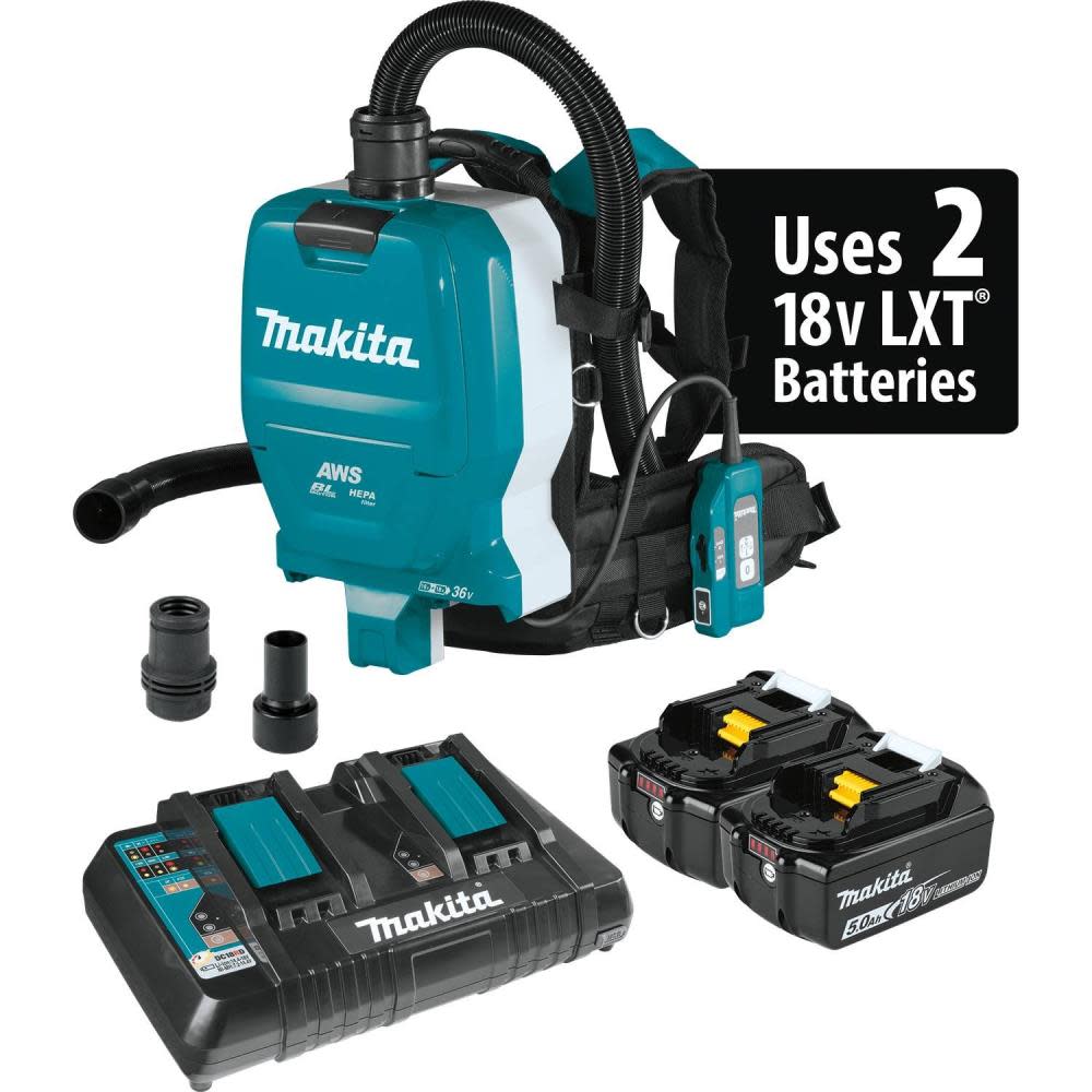 

Makita 18V X2 LXT 36V 1/2 Gallon HEPA Backpack Dry Dust Extractor Kit