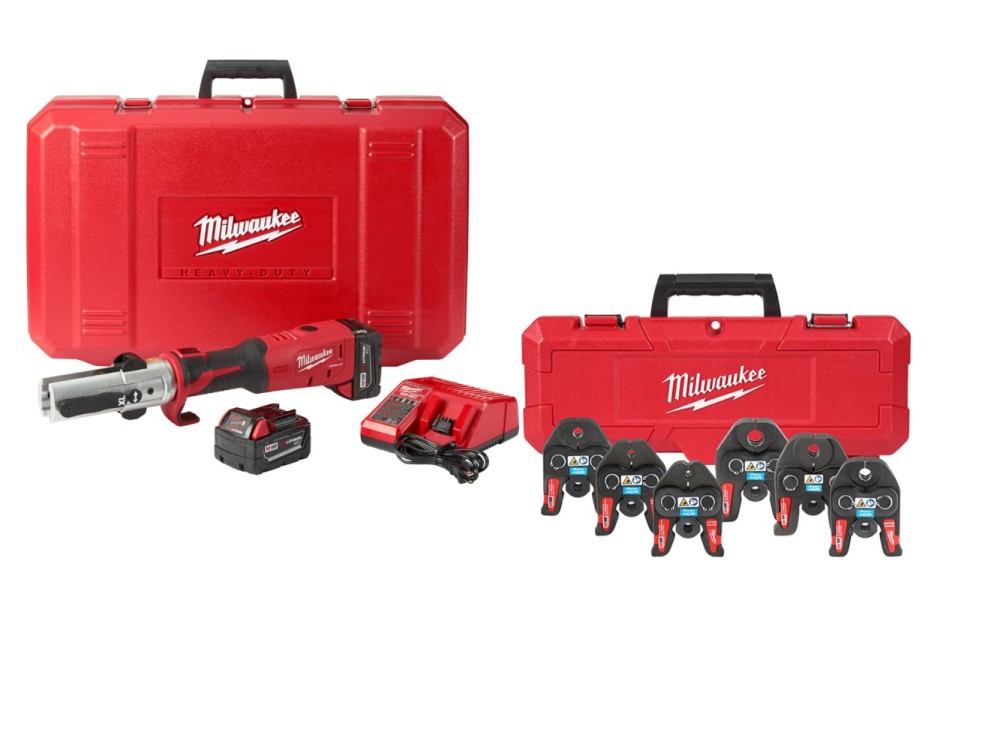 Milwaukee M18 FORCE LOGIC Long Throw Press Tool Kit with 1/4 Inch - 7/8 Inch Streamline ACR Press Jaw Kit Bundle