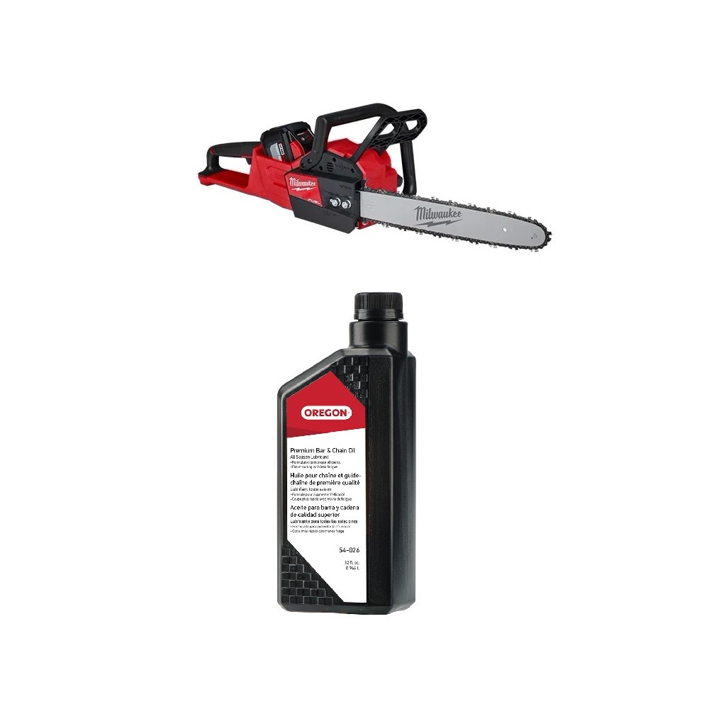 Milwaukee M18 16 Inch Chainsaw Kit 1 Quart of Oregon Bar and Chain Oil Bundle MIL000011255 Acme Tools