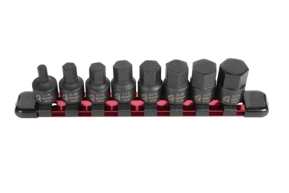 

Sunex 8 pc. 3/8 In. Drive SAE Stubby Impact Hex Driver Set