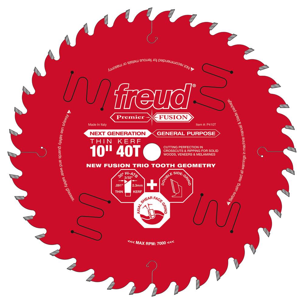 

Freud 10 In. x 40T Thin Kerf Next Generation Premier Fusion Crosscut Blade
