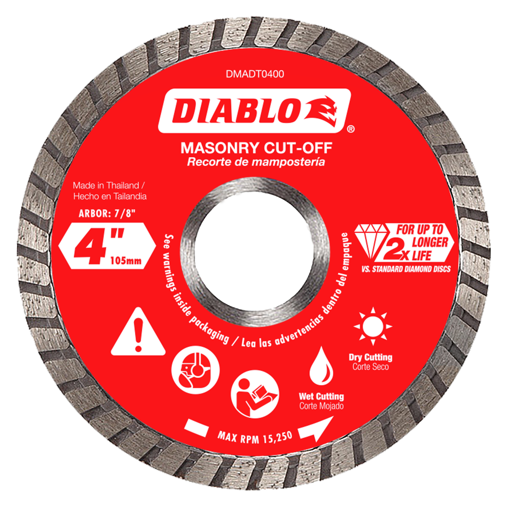 Diablo Tools 4" Diamond Turbo Cut Off Discs Masonry