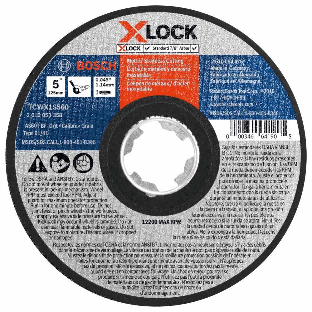 

Bosch 5 In. x .045 In. X-LOCK Arbor Type 1A (ISO 41) 60 Grit Fast Metal/Stainless Cutting Abrasive Wheel