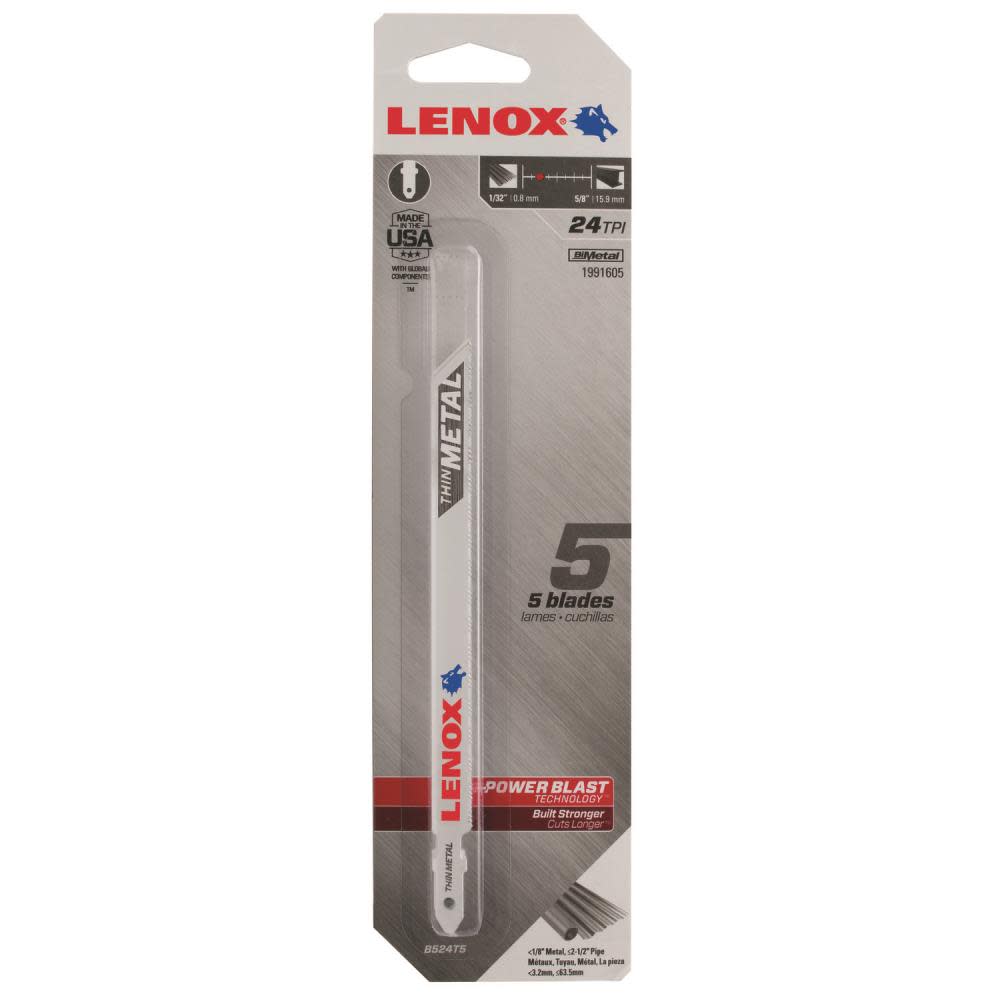 

Lenox LNX 3 PK 5 1/4" T shank Jigsaw Blade