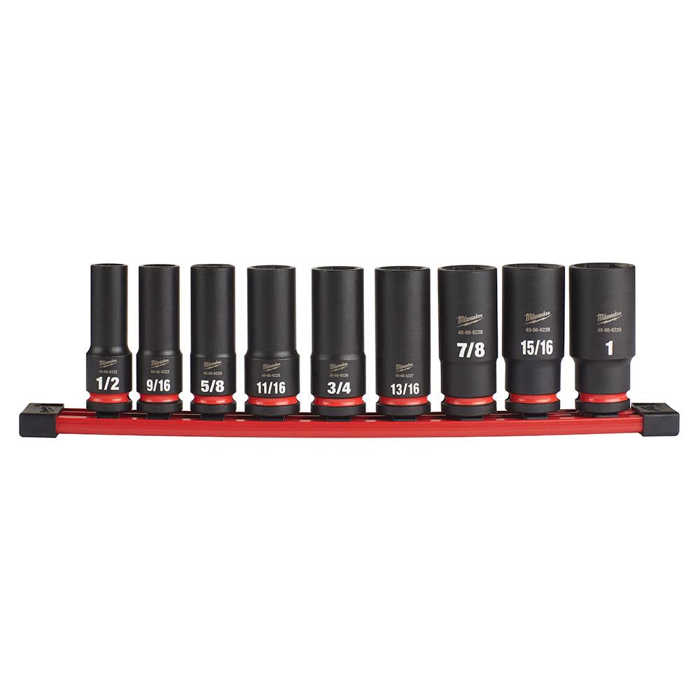 

Milwaukee Impact Socket 1/2" Drive SAE 6 Point 9pc