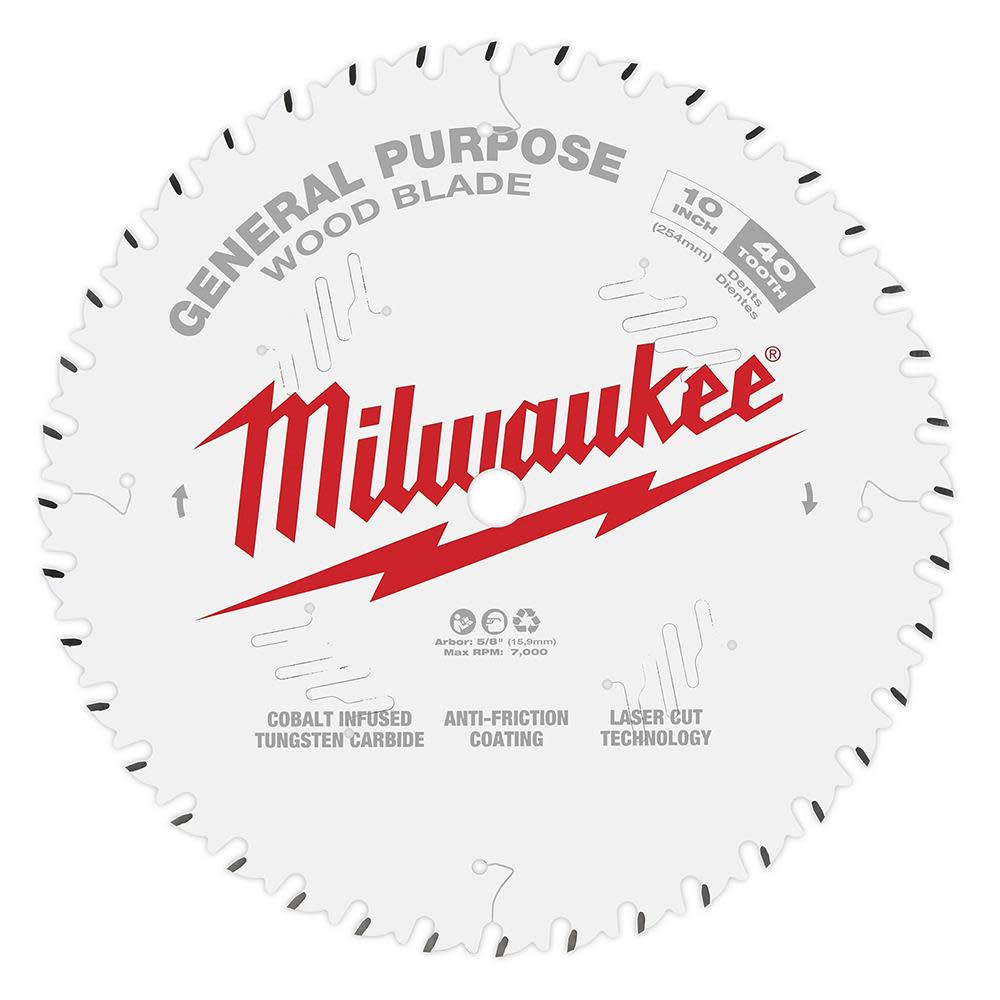 

Milwaukee 10 in. 40T General Purpose Circular Saw Blade