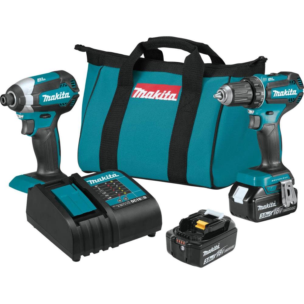 View Makita 18V LXT Lithium-Ion Brushless Cordless 2-Pc. Combo Kit (3.0Ah)