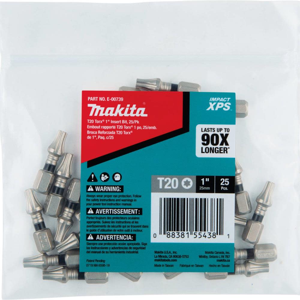 

Makita Impact XPS T20 Torx 1" Insert Bit 25/pk