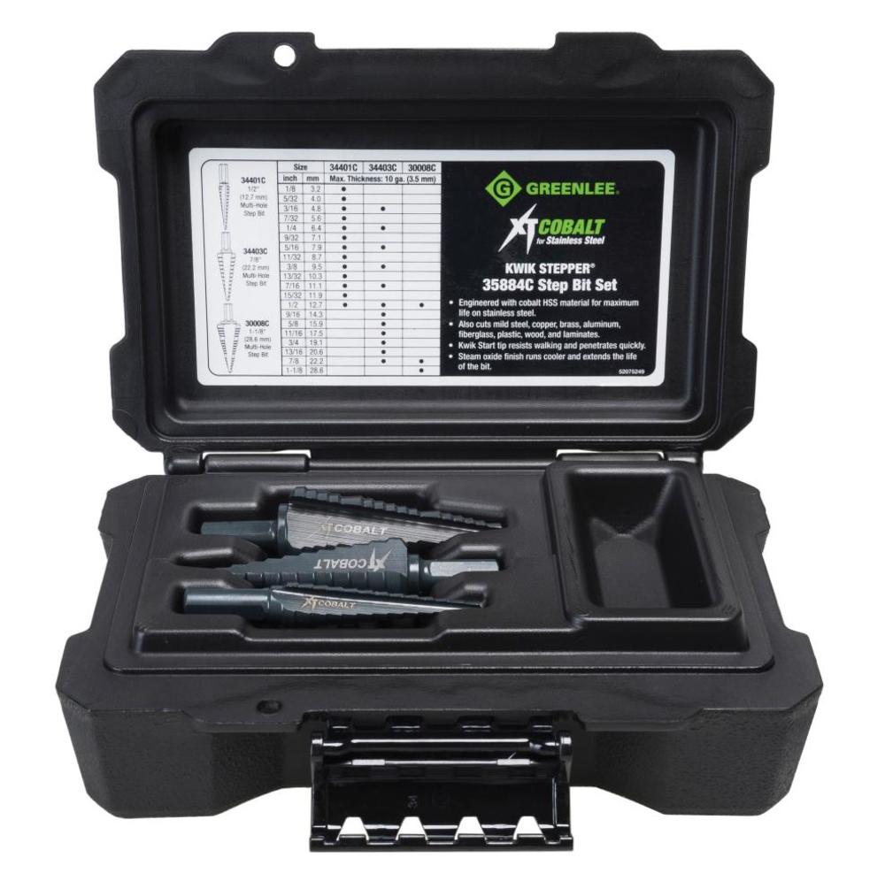 

Greenlee XT Cobalt Step Drill Bit Kit #1 #3 & #8
