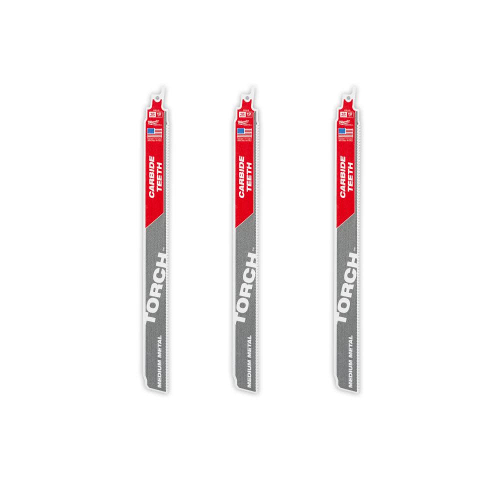 Milwaukee 12 Inch 10TPI TORCH Carbide Teeth Metal Cutting Reciprocating ...
