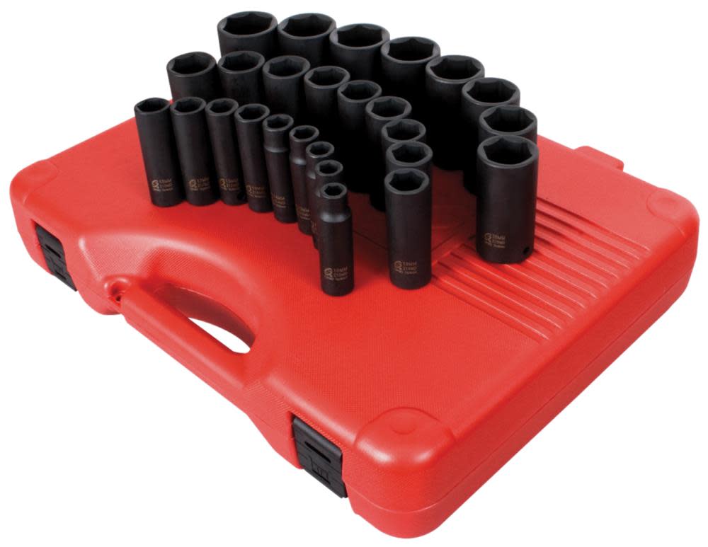 

Sunex 1/2 In. Drive Deep Metric Impact Socket Set 26 pc.
