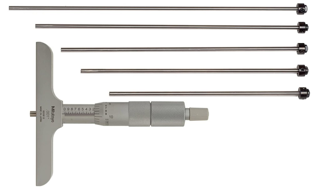 

Mitutoyo Depth Micrometer Series 129 with Interchangeable Rod 0-6"